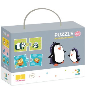 Детски образователен пъзел Dodo Duo - Родители и бебета животни