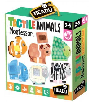 Образователен комплект Headu Montessori - Докосни и опознай животните