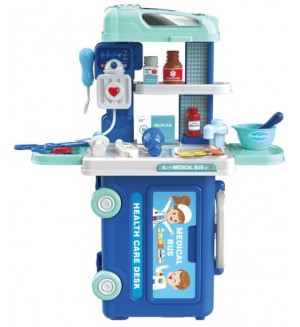 Докторски комплект 3 в 1 Raya Toys - Куфар-камион, 29 части 