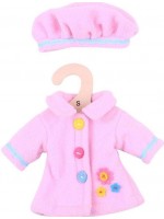Дреха за кукла Bigjigs - Розово палто с шапка, 25 cm Дреха за кукла Bigjigs - Розово палто с шапка, 25 cm