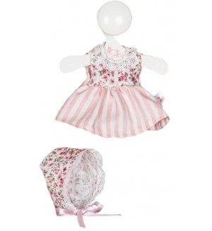 Дрехи за кукла Asi Dolls - Чикита, шапка и рокля на цветя, 21 cm