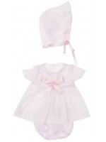 Дрехи за кукла Asi Dolls - Коке,  розова рокля с шапка и гащички, 36 cm