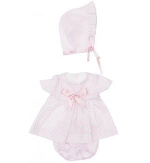 Дрехи за кукла Asi Dolls - Коке,  розова рокля с шапка и гащички, 36 cm