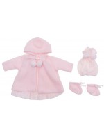 Дрехи за кукла Asi Dolls - Лея, розово палто, шапка и терлички, 46 cm