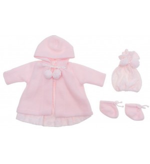 Дрехи за кукла Asi Dolls - Лея, розово палто, шапка и терлички, 46 cm