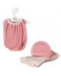 Дрехи за кукла Asi Dolls - Мария, коралово боди, шапка и одеялце, 43 cm