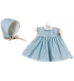 Дрехи за кукла Asi Dolls - Мария, светлосиня рокля и шапка, 43 cm