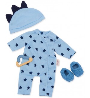Дрехи за кукла Battat Lulla Baby - Облекло за момче в синьо с обувки
