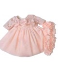Дрехи за кукла Paola Reina Mini Pikolines - Розова рокля и лента за глава, 32 cm