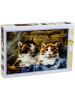 Пъзел Gold Puzzle от 500 части - Две котета в кошница