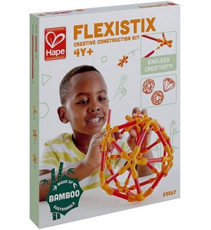 Конструктор от бамбукови пръчки Hape Flexistix - Креативни конструкции