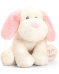 Eкологична плюшена играчка Keel Toys Keeleco - Бебе куче, бяло-розово, 20 cm