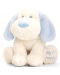 Eкологична плюшена играчка Keel Toys Keeleco - Бебе куче, бяло-синьо, 20 cm