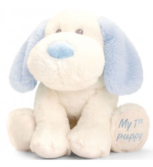 Eкологична плюшена играчка Keel Toys Keeleco - Бебе куче, бяло-синьо, 20 cm Eкологична плюшена играчка Keel Toys Keeleco - Бебе куче, бяло-синьо, 20 cm