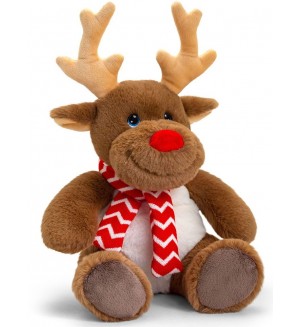 Eкологична плюшена играчка Keel Toys Keeleco - Еленчето Рудолф с шалче, 35 cm