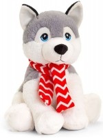 Eкологична плюшена играчка Keel Toys Keeleco - Хъски с шалче, 25 cm