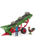 Комплект фигурки Schleich - Конвейер за сено с фермер