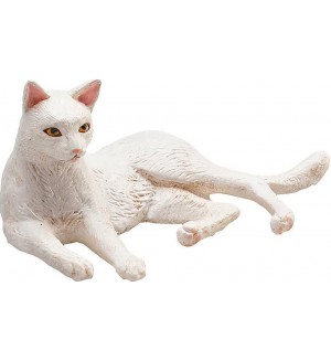 Фигурка Mojo Animal Planet - Котка, бяла, легнала