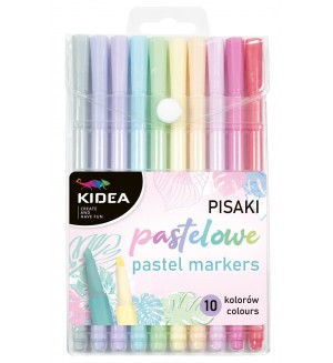 Флумастери Kidea - 10 цвята, пастелни