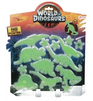 Фосфоресциращи стикери Toi Toys - World of Dinosaurs, 16 броя