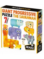 Гигантски прогресивен пъзел Headu - Савана, 7 броя