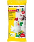 Глина за моделиране Eberhard Faber - Plast Kids, 1 kg, бяла