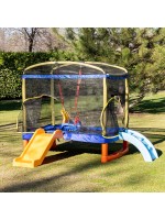 Голям батут Chipolino - Playground, с пързалка, 200 cm, син
