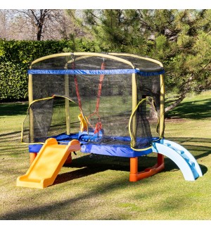 Голям батут Chipolino - Playground, с пързалка, 200 cm, син