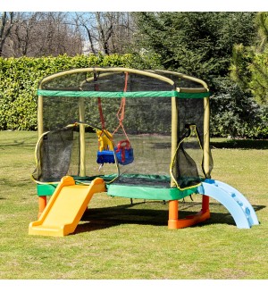 Голям батут Chipolino - Playground, с пързалка, 200 cm, зелен