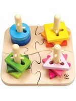 Пъзел Hape с фигури за нанизване, дървен