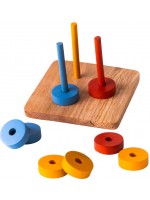 Игра за нанизване Smart Baby - Върху три вертикални цветни оси