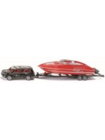 Метална играчка Siku Super - Тойота Ленд Крузър с ремарке и моторница, 1:55
