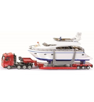 Метална играчка Siku Super - Камион с ремарке и яхта, 1:87