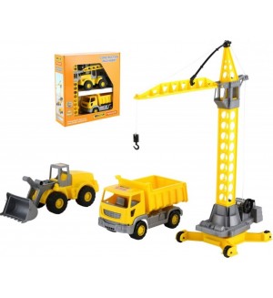 Игрален комлект Polesie Toys - Кран, трактор и камион