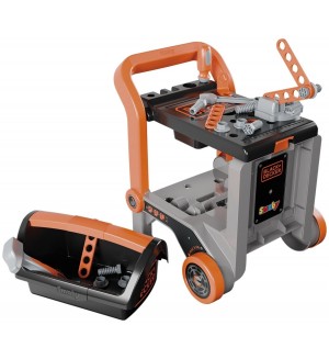 Игрален комплект 3 в 1 Smoby Black & Decker Bricolo - Работна маса Devil, 19 части