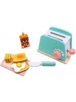 Игрален комплект Acool Toy - Дървен тостер и продукти за закуска, 8 части