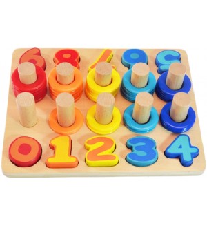 Игрален комплект Acool Toy - Дървена дъска с цифри и рингове