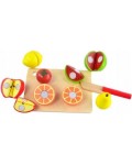 Игрален комплект Acool Toy - Дървени плодове за рязане, 6 броя