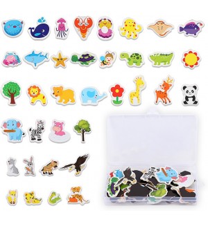 Игрален комплект Acool Toy - Магнитни животни и растения, 35 броя