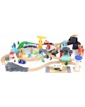 Игрален комплект Acool Toy - Влакче, летище и пристанище, 100 части
