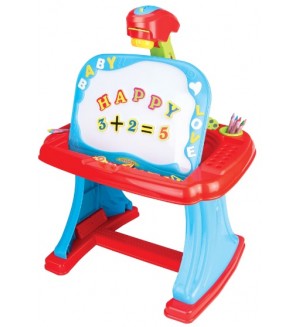Игрален комплект Baby Mix - Двустранна дъска за рисуване със столче и аксесоари, 93 части