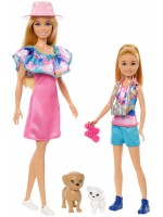 Игрален комплект Barbie - Барби и Стейси с кученца и аксесоари