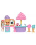 Игрален комплект Barbie Club Chelsea - Работилница за сладолед, с кукла и 10 аксесоара