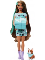 Игрален комплект Barbie Party Unboxed - Барби, с кафява коса и 10 изненади