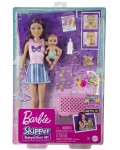Игрален комплект Barbie Skipper - Барби детегледачка с лилави кичури