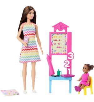 Игрален комплект Barbie You Can Be Anything - Учителка, с кафява коса