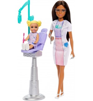 Игрален комплект Barbie You Can Be Anything - Зъболекар, с кафява коса