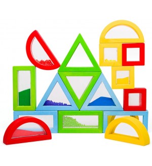 Игрален комплект Bigjigs - Цветни сензорни форми