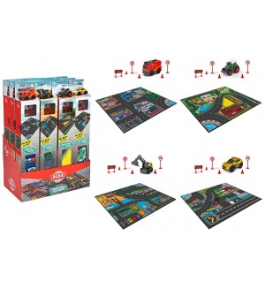Игрален комплект Dickie Toys - Килимче с кола Micro World Playmat, асортимент Игрален комплект Dickie Toys - Килимче с кола Micro World Playmat, асортимент