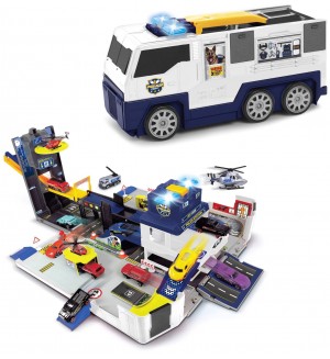 Игрален комплект Dickie Toys - Сгъваем полицейски камион